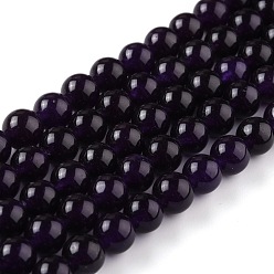 Полуночно-синий Натуральный белый нефритовые четки, круглые, окрашенные, темно-синий, 8 мм, отверстие : 1 мм, около 49 шт / нитка, 15.16'' (38.5 см)