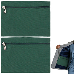 Vert Pochettes cadeaux en tissu à fermeture éclair pour bijoux, avec des trouvailles en plastique et en alliage, rectangle, verte, 16x21.5x0.3 cm