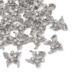 Platinum SHEGRACE Brass Pave Clear Cubic Zirconia Pendants, Butterfly Charms, Cadmium Free & Nickel Free & Lead Free, Long-Lasting Plated, Platinum, 13x14x4mm, Hole: 3.5mm
