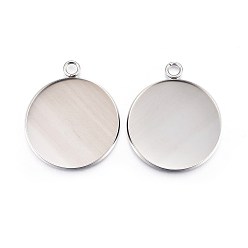 Нержавеющая Сталь Цвет Устойчив к потускнению 304 подвеска из нержавеющей стали с кабошоном, чашки безель с краями, плоско-круглые, цвет нержавеющей стали, лоток : 25 мм, 31x27x2 мм, отверстие : 3 мм