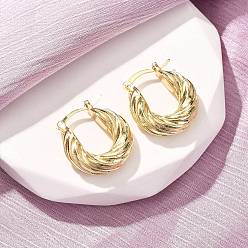 Настоящее золото 18K Латунные серьги обруча, твист кольцо, без свинца и без кадмия, долговечный, стойки покрытие, реальный 18 k позолоченный, 20x18x5 мм