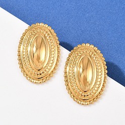 Настоящее золото 18K 304 овальные серьги-гвоздики из нержавеющей стали, ионное покрытие (ip), реальный 18 k позолоченный, 29.5x19.5 мм