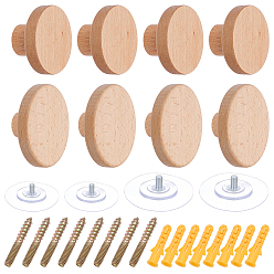 Белый Навахо 8шт. 2 варианты деревянных крючков для одежды, настенная вешалка-крючок, плоско-круглые, навахо белый, 50.5~75x30.5~33 мм, 4 шт / стиль