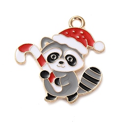 Raccoon Подвески из эмали и сплава, рождественские темы амулеты, золотые, енот, 23.5x22.5x1.2 мм, отверстие : 2 мм