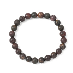 Пикассо Камень Круглые эластичные браслеты из натуральной яшмы Пикассо с бусинами, бусина : 8~8.5 mm, внутренний диаметр: 2-1/8 дюйм (5.3 см)