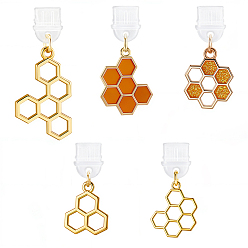 (52) Непрозрачная лаванда 5шт пластиковые мобильные пылезащитные заглушки, соты, с подвесками из эмали и сплава , разноцветные, 30~40 мм, 5 шт / комплект