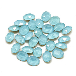 Аквамарин Сделай сам указал назад k 9 стеклянные кабошоны со стразами, случайное цветное покрытие, стиль мокко, граненые, овальные, аквамарин, 6x4x2 мм