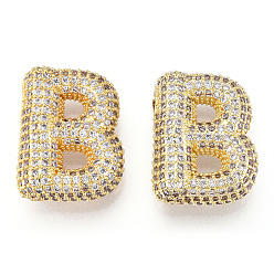 Letter B Латунные микро проложить кубического циркония подвески, без кадмия, без никеля и без свинца, алфавит, В письме, 25x21.5x8.5 мм, отверстие : 4x2.5 мм