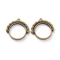 Antique Bronze Alloy Open Back Bezel Pendants, Rotating Pendants, for DIY UV Resin, Epoxy Resin, Pressed Flower Jewelry, Ring, Antique Bronze, 25.5x27x3.5mm, Hole: 1.5mm