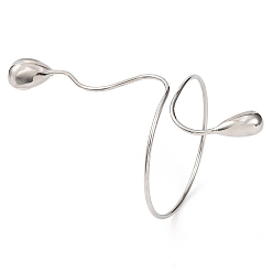 Платина Латунь манжеты браслеты для женщин, без свинца и без кадмия, слеза, платина, внутренний диаметр: 2-3/8 дюйм (6.1 см)