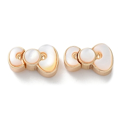 Настоящее золото 18K Застежки латунные коробки, без кадмия, без никеля и без свинца, с оболочкой, бантом, реальный 18 k позолоченный, 10.5x17x7 мм, отверстие : 1.2 мм