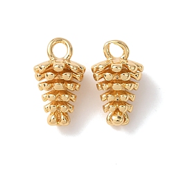 Настоящее золото 18K Латунные подвески, подвески в виде сосновых шишек, долговечный, реальный 18 k позолоченный, 12x7 мм, отверстие : 1.6 мм