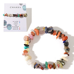 Смешанные камни Натуральные браслеты из смешанных камней и бусин, эластичные, для женщин и мужчин., с открытки, 6.89 дюйм (17.5 см)