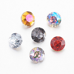 Mixed Color K9 Glass Rhinestone Cabochons, Pointed Back & Back Plated, Faceted, Diamond, Mixed Color, 5.3x4mm