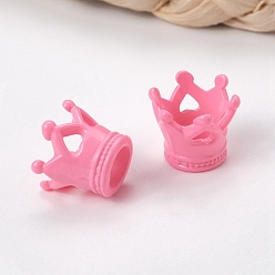 Бледно-Розовый Европейский бусы акриловые, бусины с большим отверстием, корона, розовый жемчуг, 14x12 мм, отверстие : 7 мм