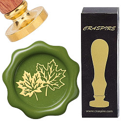 Лист Латунные восковые печати с деревянной ручкой, для diy scrapbooking, кленового листа, 25 мм