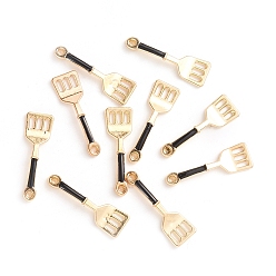 Черный Подвески из эмали и сплава, ломтик, золотые, для изготовления ювелирных изделий DIY, чёрные, 24x8x3 мм, отверстие : 1.4 мм