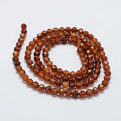 Garnet Natural Garnet Bead Strands, Round, Faceted, 3mm, Hole: 0.5mm, about 130pcs/strand, 15.3 inch(39cm)