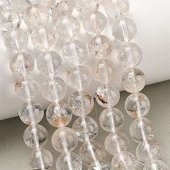 Herkimer Diamond Нити натуральных алмазных бусин херкимер, гладкий круглый, 10 мм, отверстие : 1.2 мм, около 38 шт / нитка, 15.35'' (39 см)