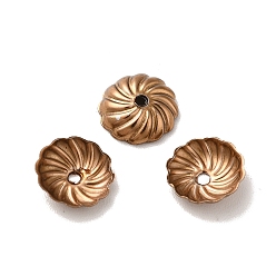 Кофейно-Золотой Ионное покрытие (ip) 304 колпачки из нержавеющей стали, цветок, кофе золотой, 7x2 мм, отверстие : 1 мм