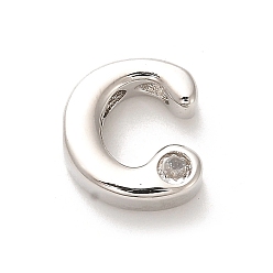 Letter C Стойки обшивки латунь кубического циркония бусы, для изготовления именных ожерелий, долговечный, без свинца и без кадмия, алфавит, буква С, 12.5x12x4.8 мм, отверстие : 2.7 мм