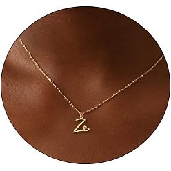 Letter Z Модные латунные ожерелья с подвеской в виде сердца для женщин, золотые, Письмо Z, 16.54 дюйм (42 см)