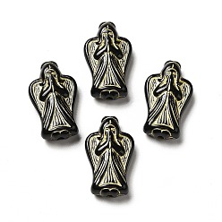 Черный Uv акриловые покрытия бусины, золотой металл обвитыми, ангел, чёрные, 23x13.5x6 мм, отверстие : 1.8 мм, Около 760 шт / 500 г