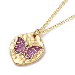 Серо-розавый Латунная эмалированная цепочка с кулоном в виде бабочки, золотые, увядшая роза, 17.24~17.60 дюйм (43.8~44.7 см)