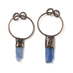 Кианит Натуральные кианитовые большие подвески, подвески-самородки с латунными кольцами, Красная медь, 43~68x29.5~30.5x3~13 мм, отверстие : 6 мм