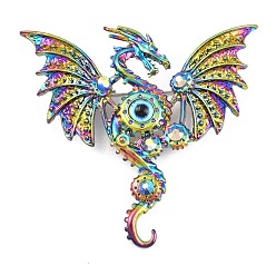 Разноцветный Дракон со злым глазом, сплав со стразами и пластиковыми булавками для рюкзака, Радуга цветов, красочный, 56x61 мм