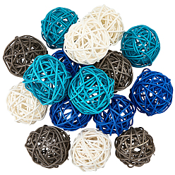 Mixed Color 16Pcs 4 Colors Wicker Rattan Balls, Decorative Orbs Vase Fillers, for Craft, Party, Wedding Decoration, Mixed Color, 49~50mm, 4pcs/color