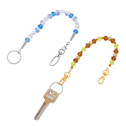 (52) Непрозрачная лаванда 2шт. брелок из стекла, акрила и сплава, с поворотными карабинами из сплава и железными кольцами, разноцветные, 263 мм