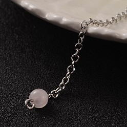 Rose Quartz Platinum Tone Brass Rose Quartz Cone Hexagonal Pointed Dowsing Pendulums, with Lobster Claw Clasps, 230x3mm
