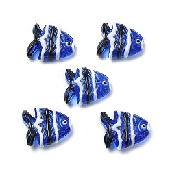Средно-синий Выпечка окрашенные стеклянные бусины, рыба, с эмалью, светло-синий, 18~18.5x22x8~8.5 мм, отверстие : 1.6 мм