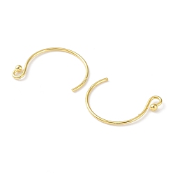 Real 18K Gold Plated 925 Sterling Silver Earring Hooks, Circle Ball End Ear Wire, with S925 Stamp, Real 18K Gold Plated, 21 Gauge, 16.5mm, Hole: 1.2mm, Pin: 0.7mm