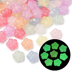 (52) Непрозрачная лаванда Светящиеся прозрачные акриловые бусины, звезда, с золотой порошок, светится в темноте, разноцветные, 19x19.5x10.5 мм, отверстие : 2.4 мм, Около 252 шт / 500 г