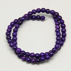 Indigo Synthetic Turquoise Beads Strands, Dyed, Round, Indigo, 8mm, Hole: 1mm, about 50pcs/strand, 15.35 inch