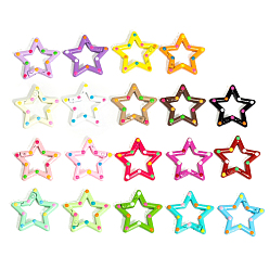 Случайный цвет Пружинное кольцо из сплава, окрашенное распылением, полька точка рисунок, звезда, случайный цвет, 30x31.5x3.3 мм