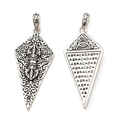 Античное Серебро Стойки обшивки латунные подвески, без свинца и без кадмия, долговечный, очарование алмазного копья, античное серебро, 33x15x3.5 мм, отверстие : 5x2.5 мм