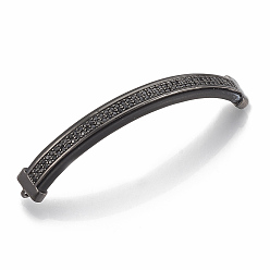 Gunmetal Brass Micro Pave Cubic Zirconia Links, Black, Gunmetal, 59.5x8.5x3.5mm, Hole: 1.5mm