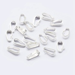 Серебро 925 серебристая линза на поруки, с печатью 925, серебряные, 8x4x2.5 мм, отверстие : 2.5x6.5 мм