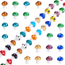 Разноцветный Гриб ручной Lampwork бисер пряди, красочный, 12.5~14x10~11 мм, отверстие : 1.5 мм, около 24~25 шт / нитка, 12.20 дюйм ~ 12.99 дюйм (31 см ~ 33 см)