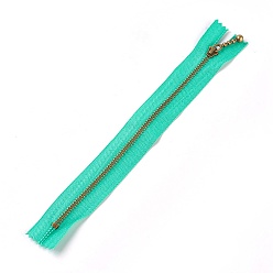 Turquoise Garment Accessories, Nylon Closed-end Zipper, with Metal Zipper Puller, Zip-fastener Component, Antique Bronze, Turquoise, 23.7~24.1x2.8x0.2cm