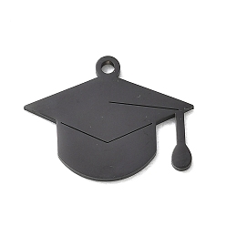 Negro 304 colgantes de acero inoxidable, dijes para birrete de graduación, Pulido, revestimiento de iones (ip), negro, 19x25x1.5 mm, agujero: 1.9 mm