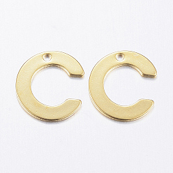 Letter C 304 прелести нержавеющей стали, letter.c, реальный 18 k позолоченный, 11x10x0.8 мм, отверстие : 1 мм