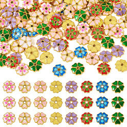 (52) Непрозрачная лаванда 160шт 8 цвета сплав эмалированные колпачки для бусин, цветок, золотые, разноцветные, 8.5x2 мм, отверстие : 1.4 мм, 20 шт / цвет