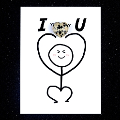 Далматинских Джаспер Украшения в форме сердца из натуральной далматинской яшмы, с бумажными карточками, фигурка для украшения дома, энергетический камень рейки для исцеления, 15 мм