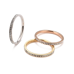 (52) Непрозрачная лаванда 304 набор колец из нержавеющей стали со стразами, разноцветные, размер США 10 (19.8 мм), 3 шт / комплект