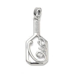 Платина Латунные подвески, талисманы для пиклбола, без кадмия и без свинца, стойки покрытие, долговечный, платина, 25.5x11x2.5 мм, отверстие : 5x2.5 мм