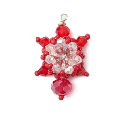 Красный Бисер бисерные подвески, черепаха подвески, красные, 31x20x8 мм, отверстие : 1.6 мм